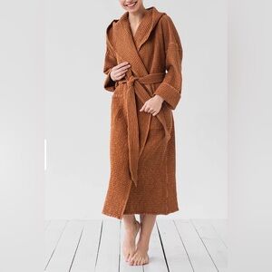 MagicLinen Waffle Hooded Bath Robe L/XL Cinnamon